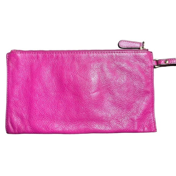 Michael Kors Bright Pink Pebble Leather Slim Wristlet Clutch - Picture 2 of 7